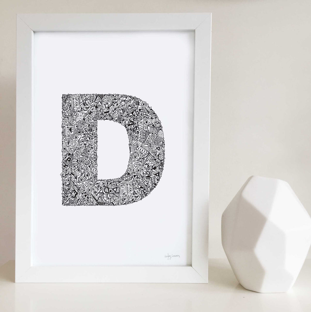 Geometric Letter D Wall Art Print