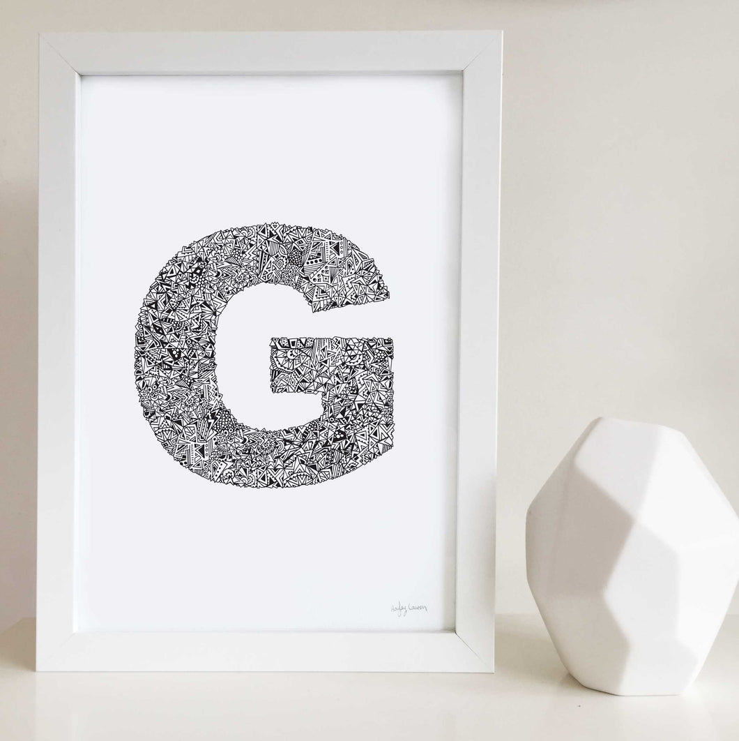 letter G artwork for nursery or kids bedroom by Hayley Lauren Design