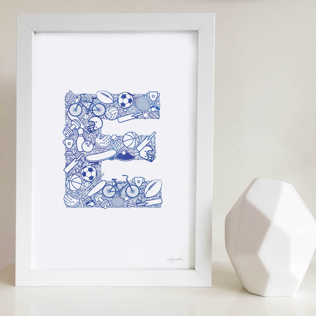 Sporty Letter E Wall Art Print