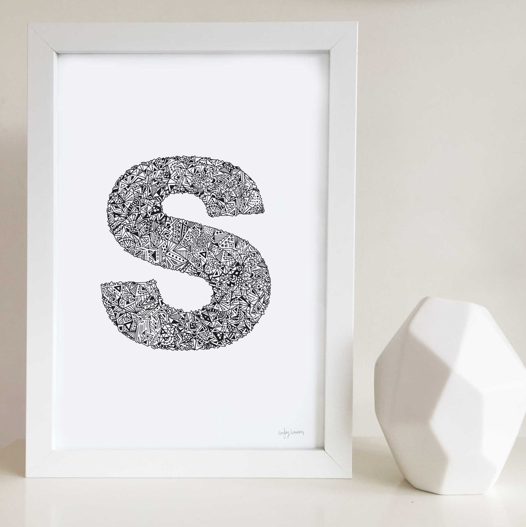 Lettet S Wall Art print for nursery or kids bedrooms