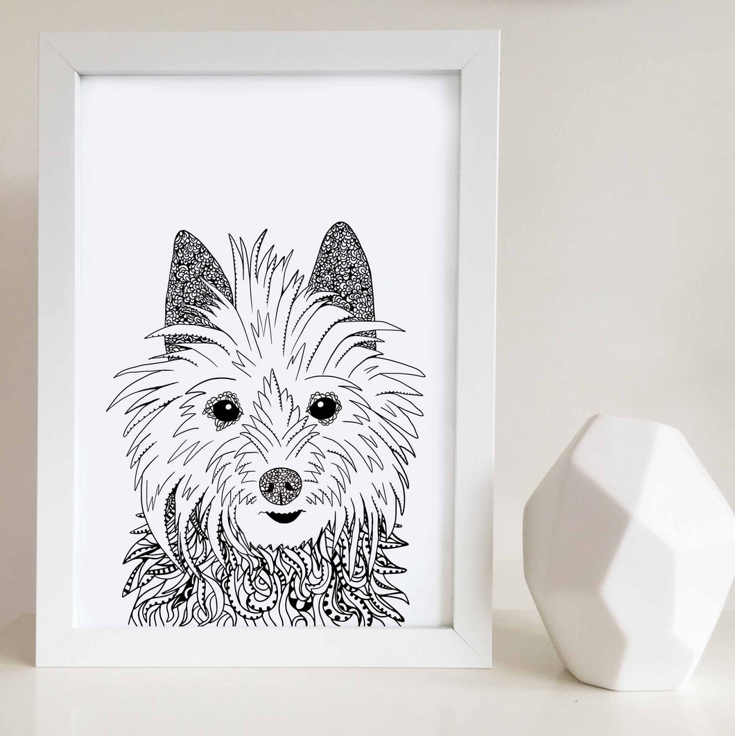 Australian terrier dog art print illustrated by Hayley Lauren Design