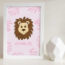 Jungle Animal Nursery and Bedroom Wall Art Print with Custom Name