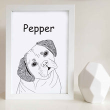 pepper the puggle dog art print 