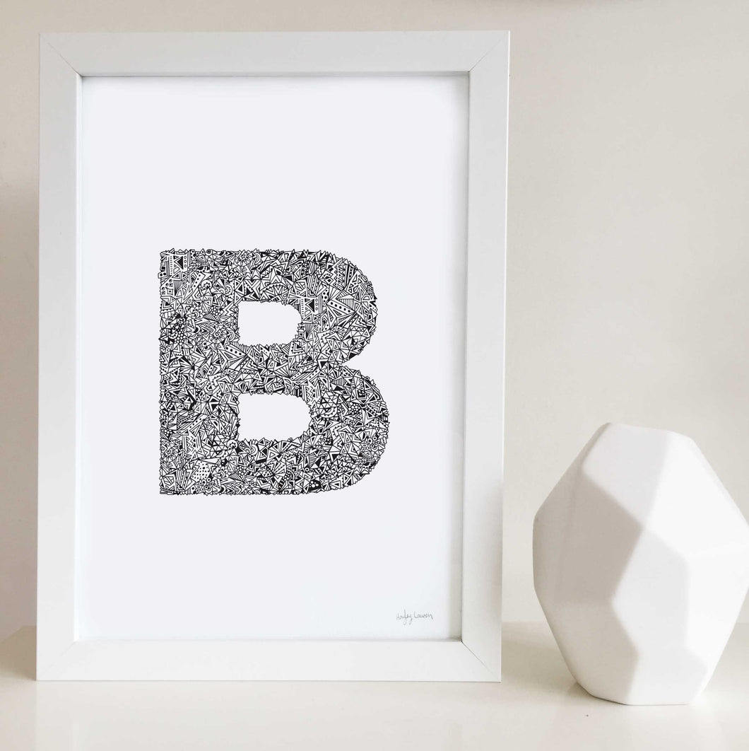 Geometric Letter B Wall Art Print