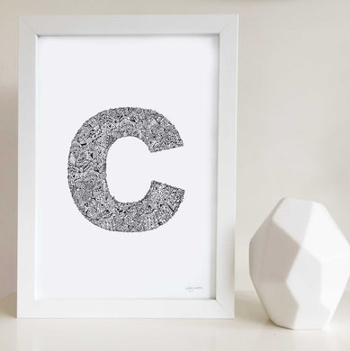 Geometric Letter C Wall Art Print