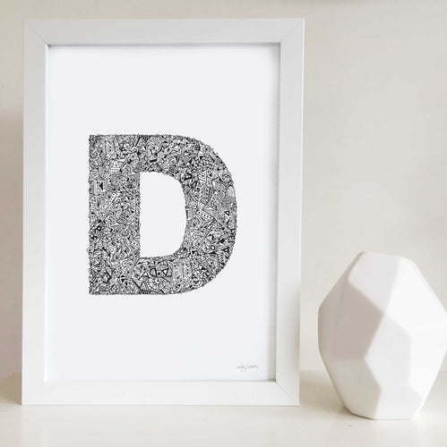 Geometric Letter D Wall Art Print