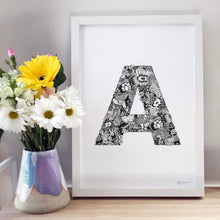 Letter A in floral perfect for nursery or kids room by hayley lauren design free shipping australia wide 