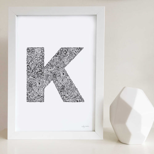 Letter K Wall art print for nursery or kids bedrooms 