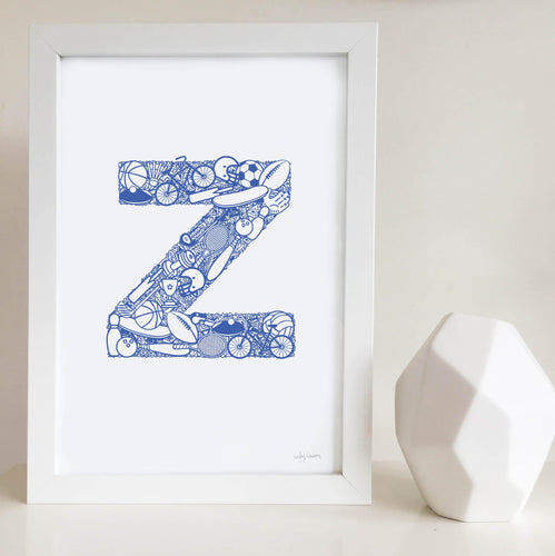 Sport Letter Z in blue kids room art melbourne australia