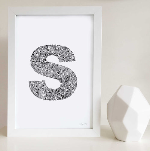 Lettet S Wall Art print for nursery or kids bedrooms 