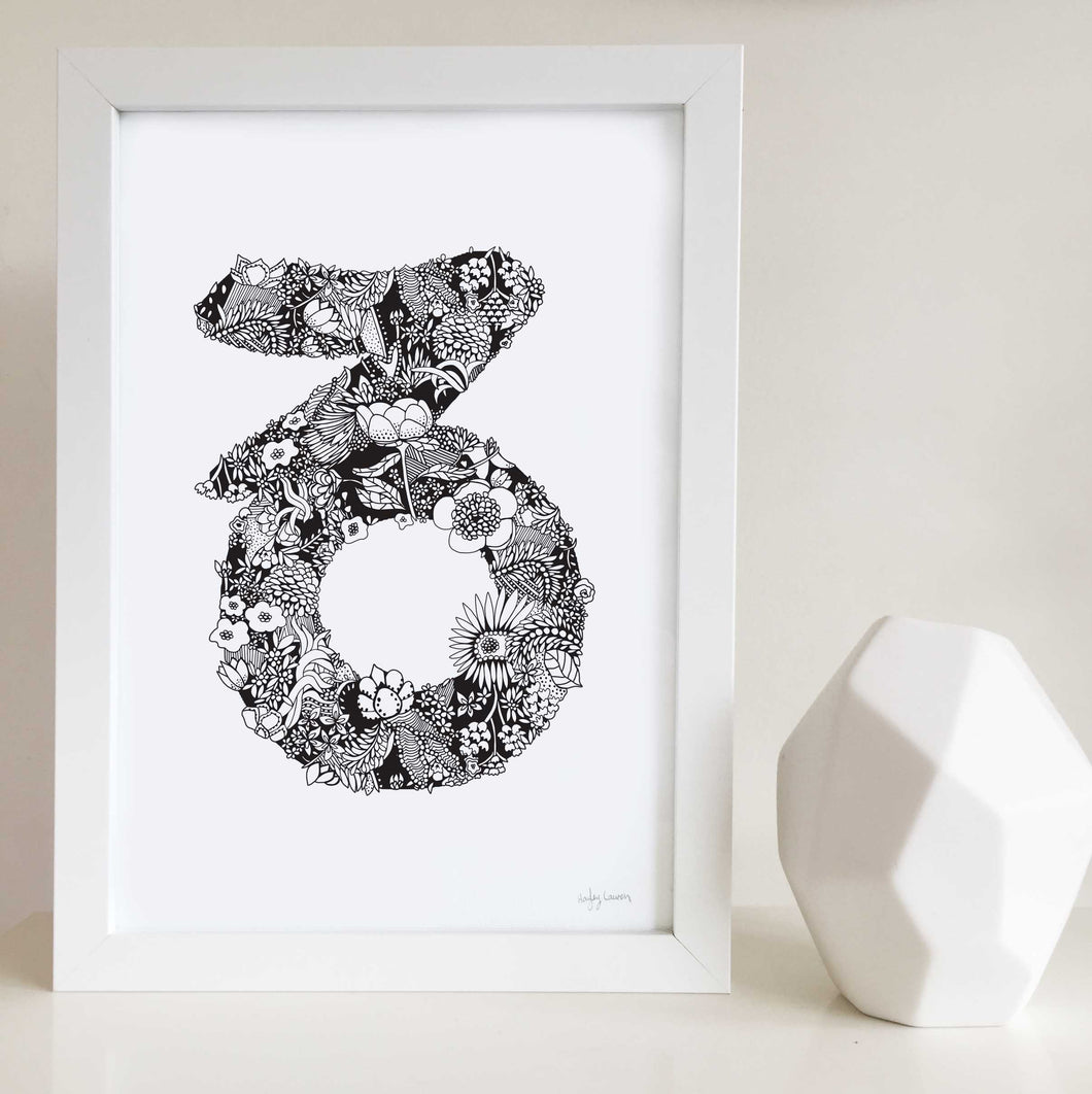 Capricorn star sign art print made with flowers by Hayley Lauren Design 