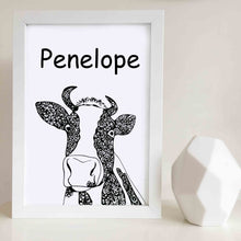 cow cute zentangle black and white artwork for baby room, toddler, kids bedroom shared unisex playroom by hayley lauren design free shipping australia wide 