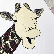 cute coloured giraffe nursery zentangle art prints for baby room, toddler, kids room, shared playroom by Hayley Lauren Design 