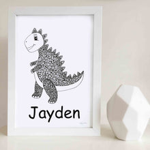 dinosaur art print for nursery or kids bedroom custom name