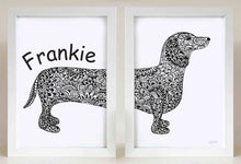 double dachshund - sausage dog wall art print