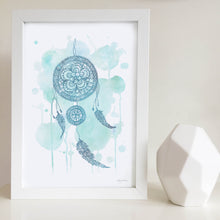 Blue dreamcatcher Zentangle Water colour artwork for little girls room Australia