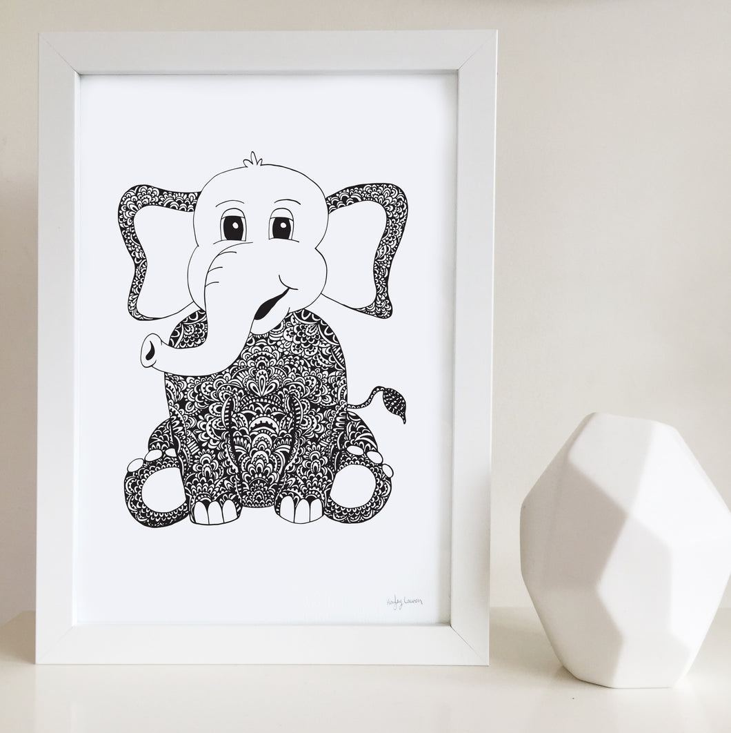 Elephant print for nursery by Hayley Lauren Design 