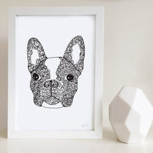 french bulldog art print zentangle