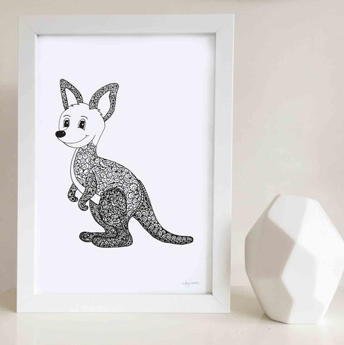 kangaroo wall art print for nursery or kids bedroom 