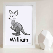 kangaroo wall art print for nursery or kids bedroom 