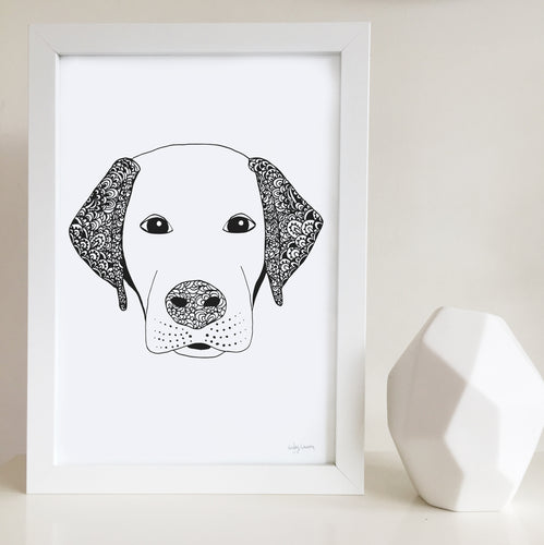 labrador dog art print zentangle