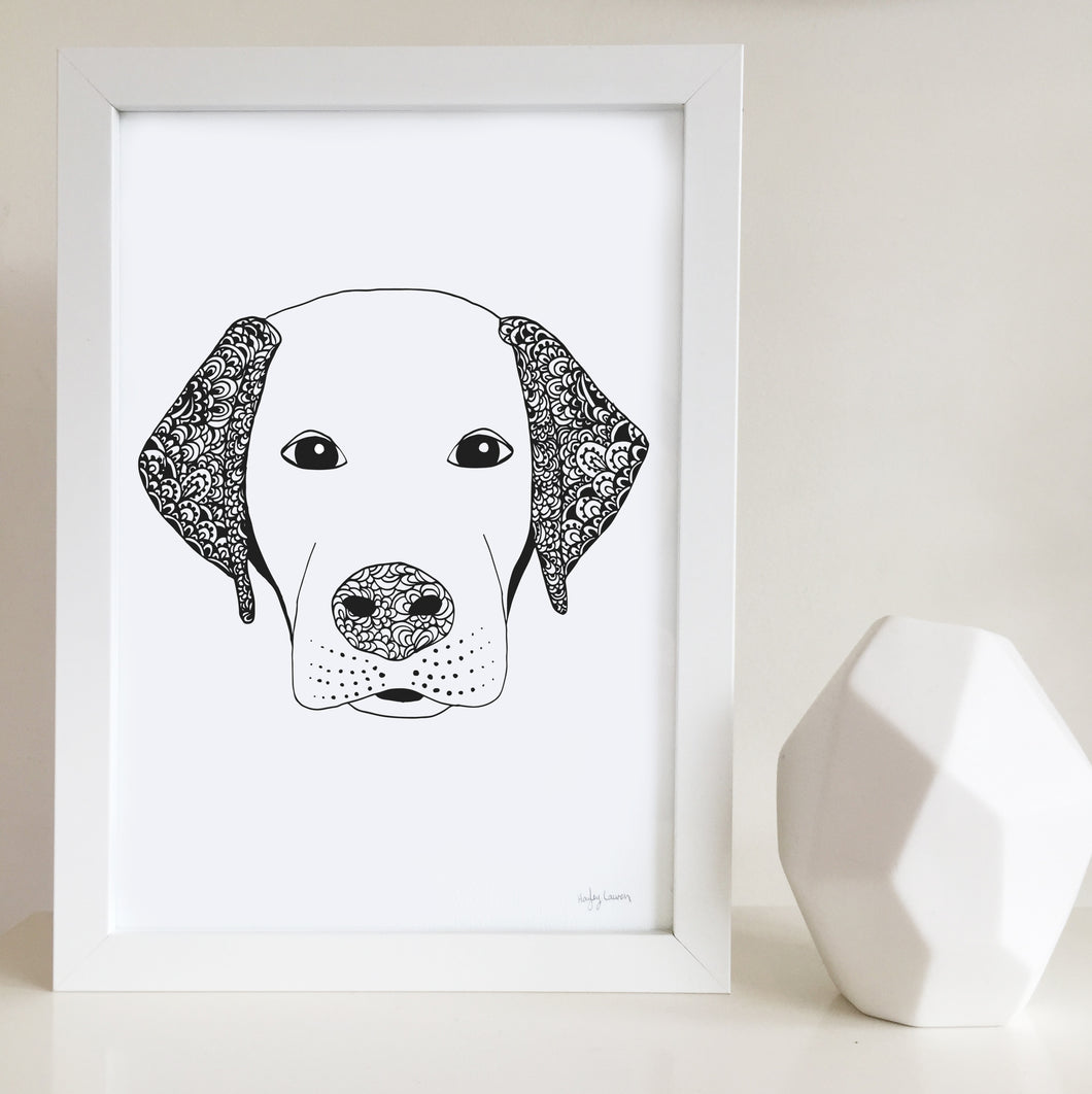 labrador dog art print zentangle