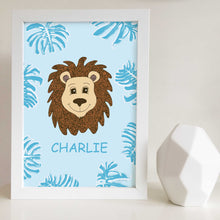 Jungle Animal Nursery and Bedroom Wall Art Print with Custom Name