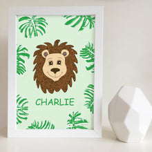 Jungle Animal Nursery and Bedroom Wall Art Print with Custom Name