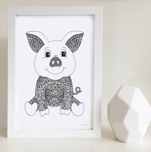 Pinky the Pig Nursery or Kids Bedroom Art Print