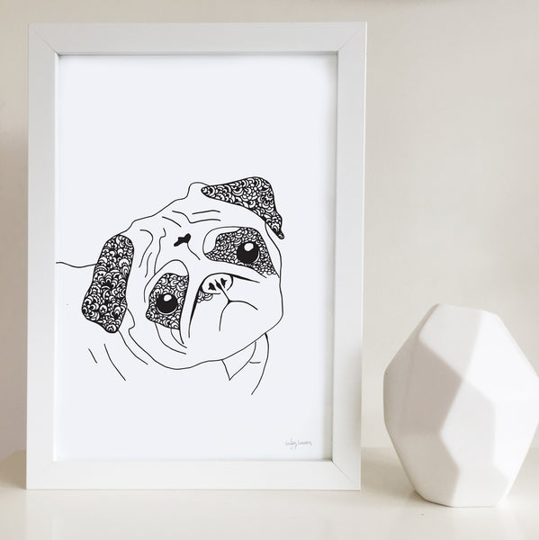 Pug dog artwork zentangle