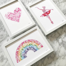 heart ballerina and rainbow art prints by Hayley Lauren Design  perfect for a little girls nursery and kids bedroom free shipping australia wide 