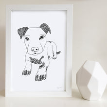 staffy dog art print zentangle