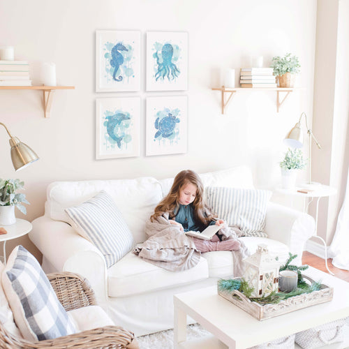 Under the sea collection nursery or kids room artwork 