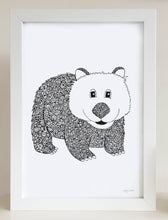 nursery or bedroom wall art of a happy wombat by hayley lauren design 