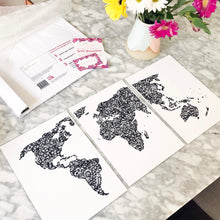 world map triptych in black designed for the avid traveller free shipping australia wide. The perfect give to give someone that loves to travel designed by Hayley Lauren in Melbourne, Australia. 